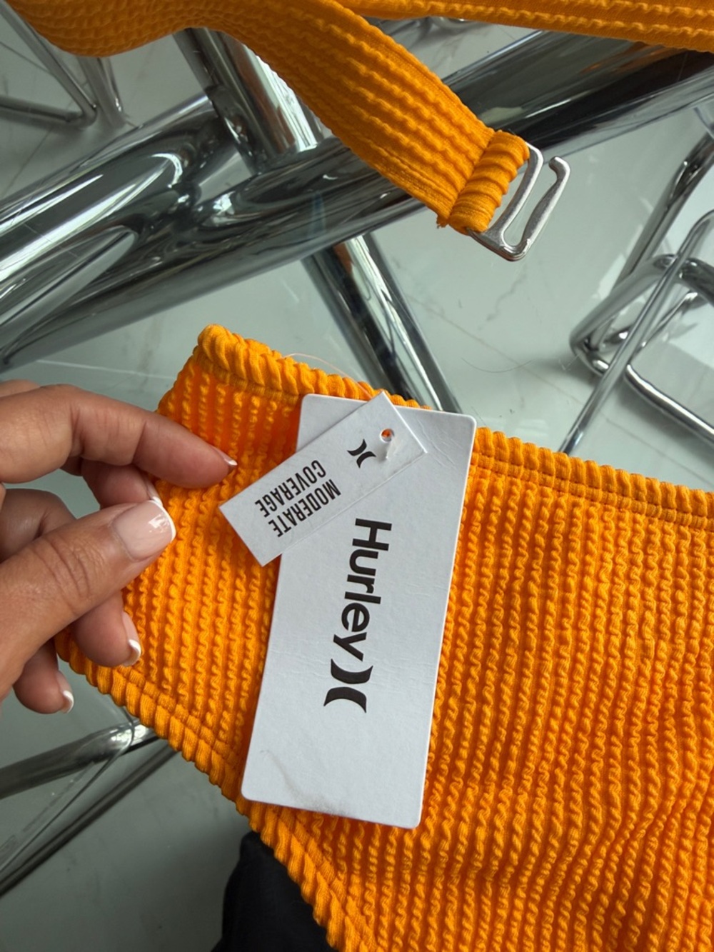 Hurley Bright Orange Ribbed Triangle Bikini - Picture 5 of 5